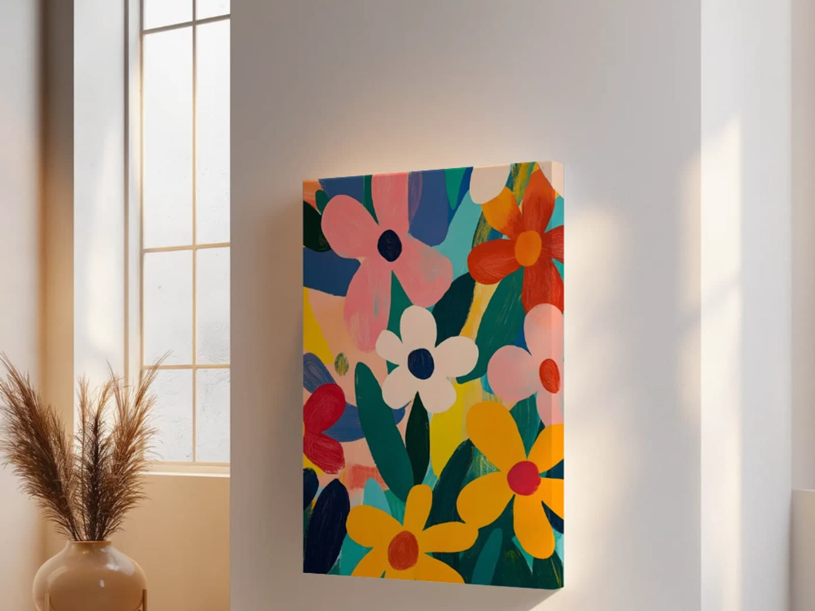 Welke kleur schilderij op witte muur, donkere muur of behang